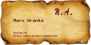 Marx Aranka névjegykártya